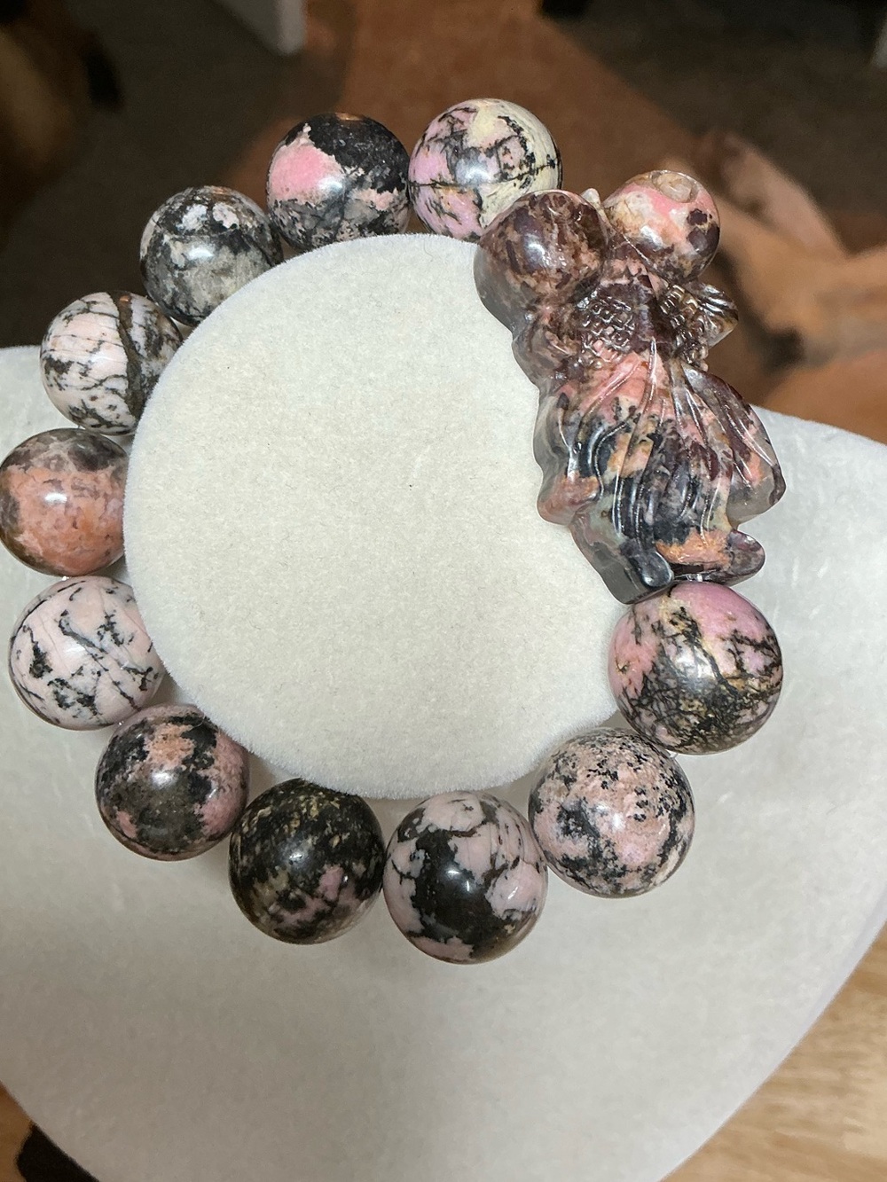 Rhodonite 15mm with Rhodonite Koi Fish - Picture 6 of 8